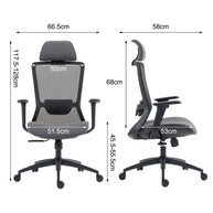 Silla SIT ejecutiva de oficina 300 lb, en color negro o gris nylon, poliéster, transpirable, tela  | SIT-8322H-BK | SIT-8322H-GR