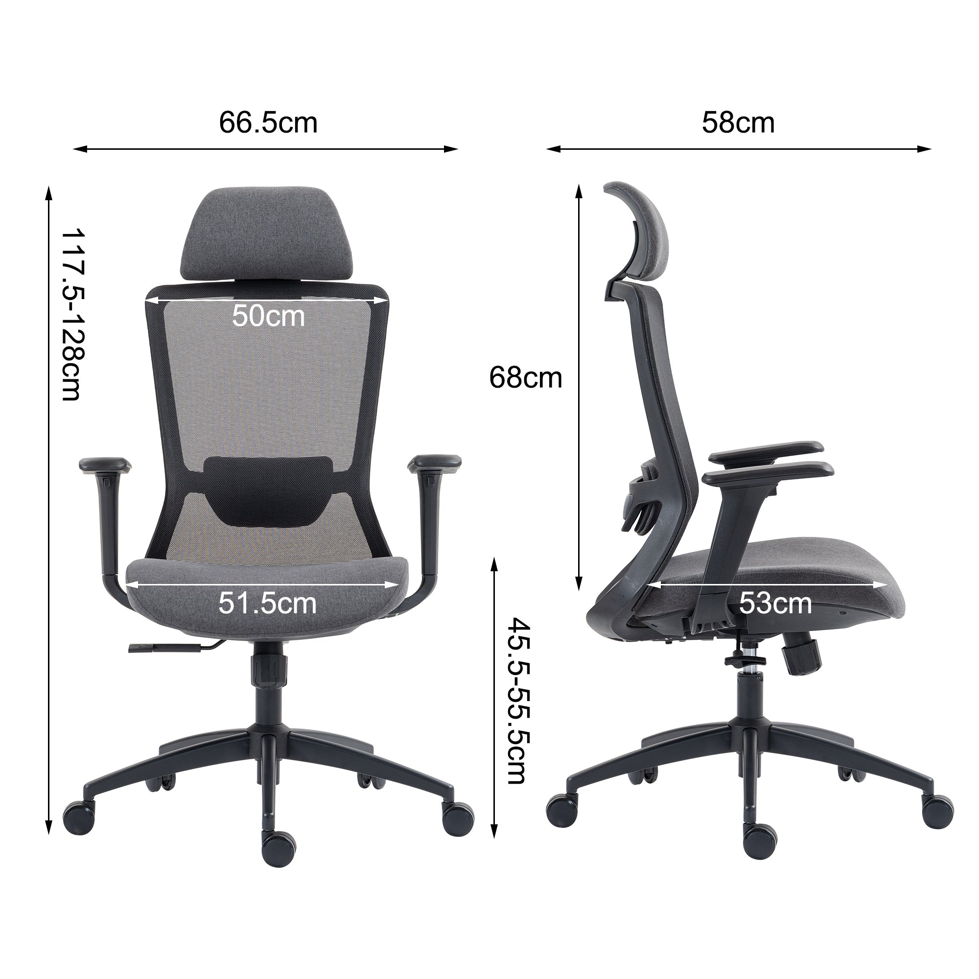 Silla SIT ejecutiva de oficina 300 lb, en color negro o gris nylon, poliéster, transpirable, tela  | SIT-8322H-BK | SIT-8322H-GR