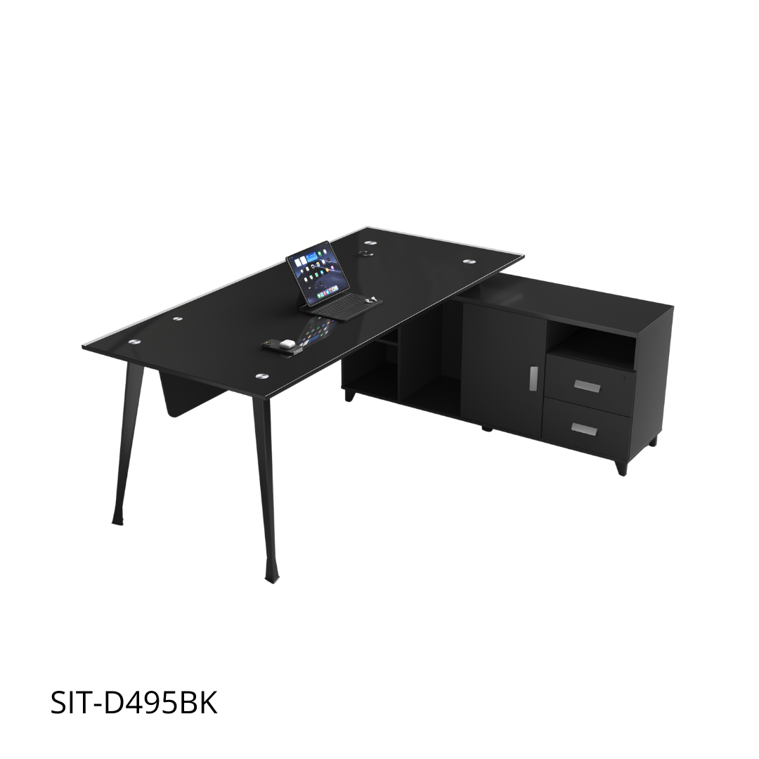 Escritorio SIT vidrio templado melamina negro medidas 160 x 80 x 75 cm SIT-D495BK
