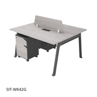 Estación de Trabajo (Workstation) SIT, 2 Módulos, 1 Gaveta+1 Almacenamiento, Panel Privado, Pasacable, Color Blanco + Gris Oscuro. SIT-WK42 / SIT-WK42G