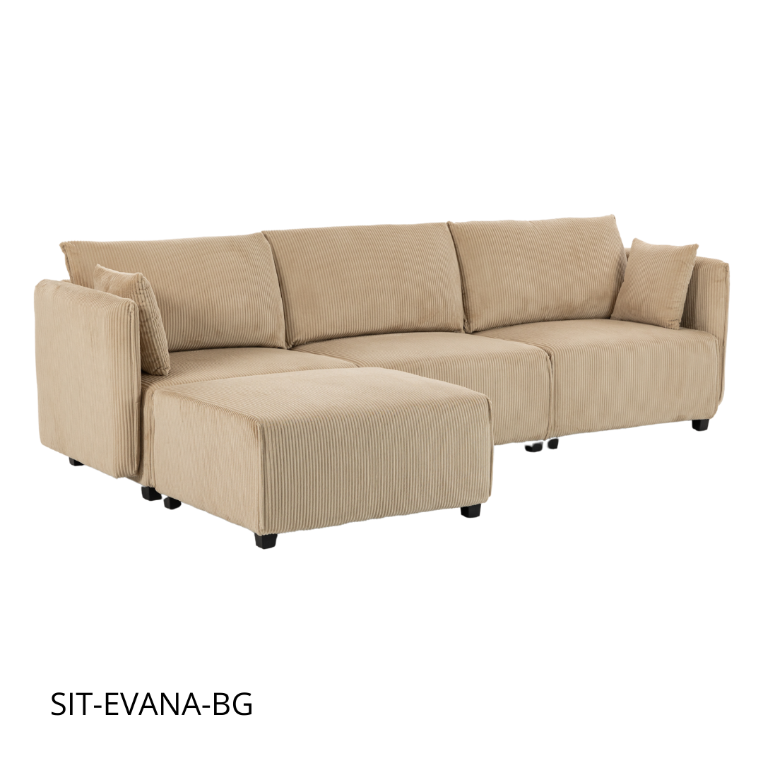 Sofá SIT Evana foam de alta densidad, colores beige, azul claro, gris claro / medidas 269 x 161 x 88 cm  / SIT-EVANA