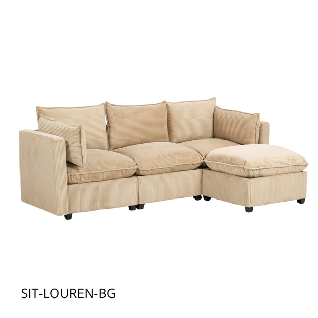 Sofá SIT Louren foam de alta densidad color beige, negro, gris / medida 212 x 155 x 68/84 cm / SIT-LOUREN