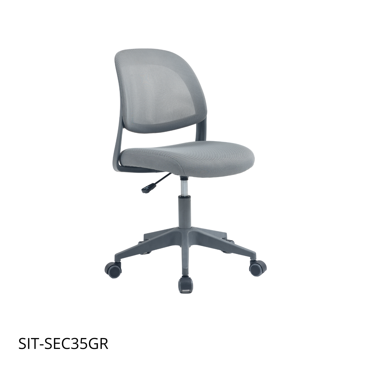 Silla de malla Sit con respaldo medio, control de altura neumático, base de nylon, color negro y gris SIT-SEC35BK / SIT-SEC35GR