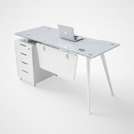 Escritorio de Oficina SIT, base cuadrada, vidrio templado, 3 cajones, base metálica. Color Blanco y Color Negro. SIT-D425