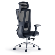 Silla ejecutiva respaldo alto, acabado en tela y malla negra, reposacabezas 2D, apoyabrazos | IOFF-M710