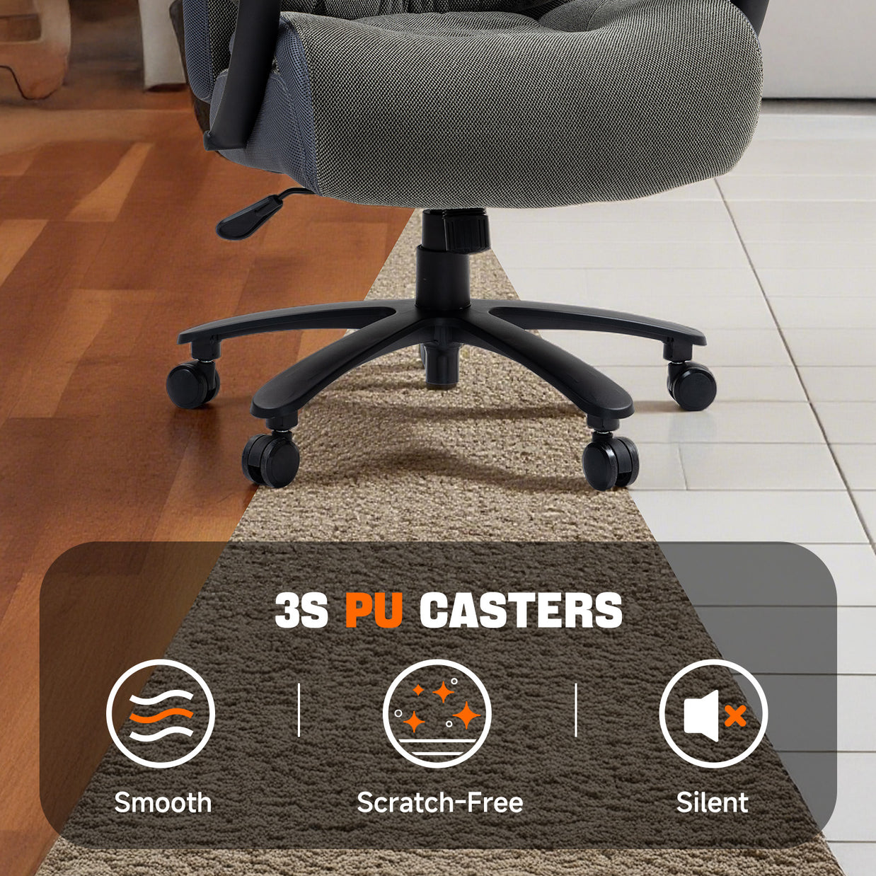Silla SIT ejecutiva gris o negro, poliéster transpirable, nylon, clase 4 300 lb ajustable | SIT-9373H-FABRIC | SIT-9373H-PU