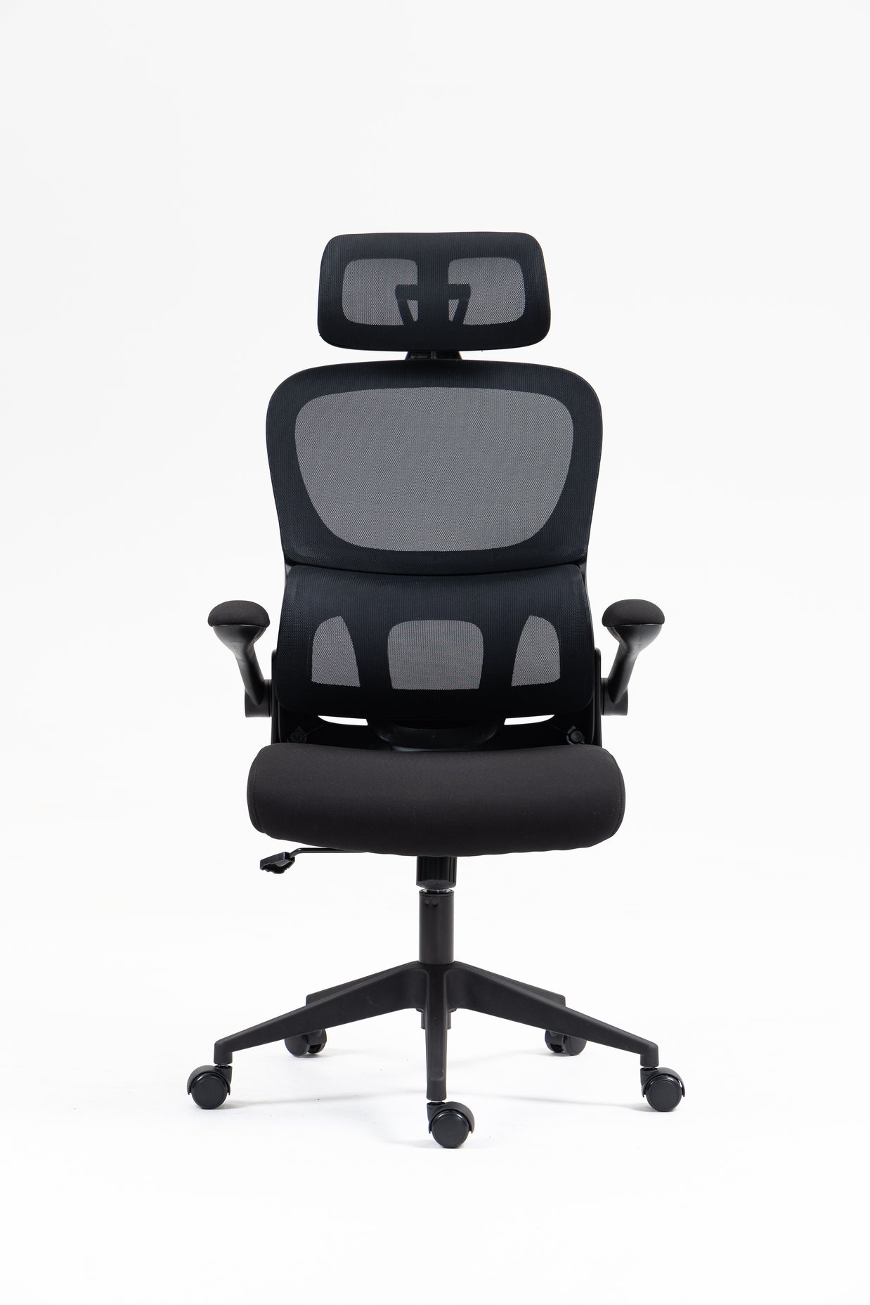 Silla de malla Sit, con respaldo alto y reposacabezas ajustable, respaldo de nylon color negro y gris SIT-M380BK / SIT-M380GY