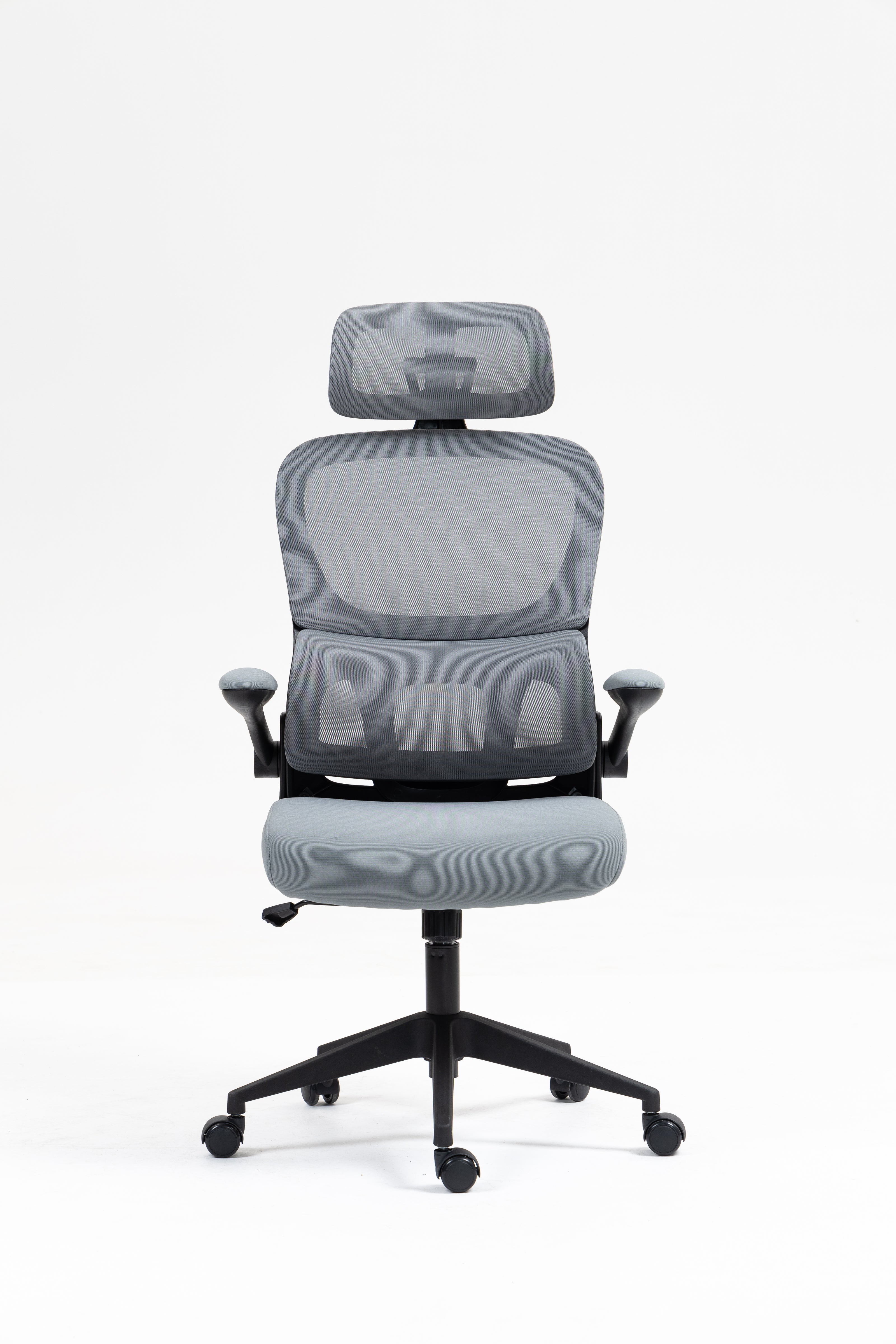 Silla de malla Sit, con respaldo alto y reposacabezas ajustable, respaldo de nylon color negro y gris SIT-M380BK / SIT-M380GY