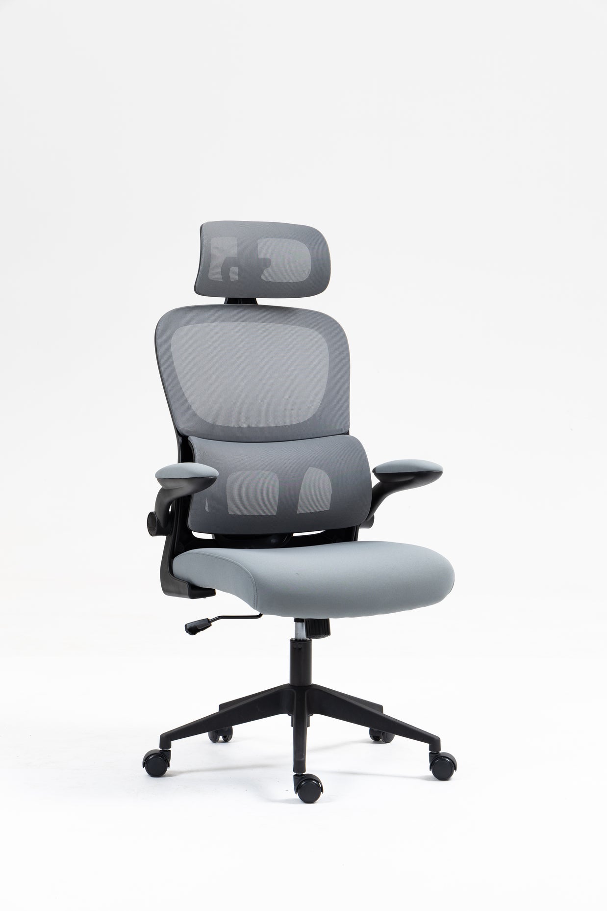 Silla de malla Sit, con respaldo alto y reposacabezas ajustable, respaldo de nylon color negro y gris SIT-M380BK / SIT-M380GY