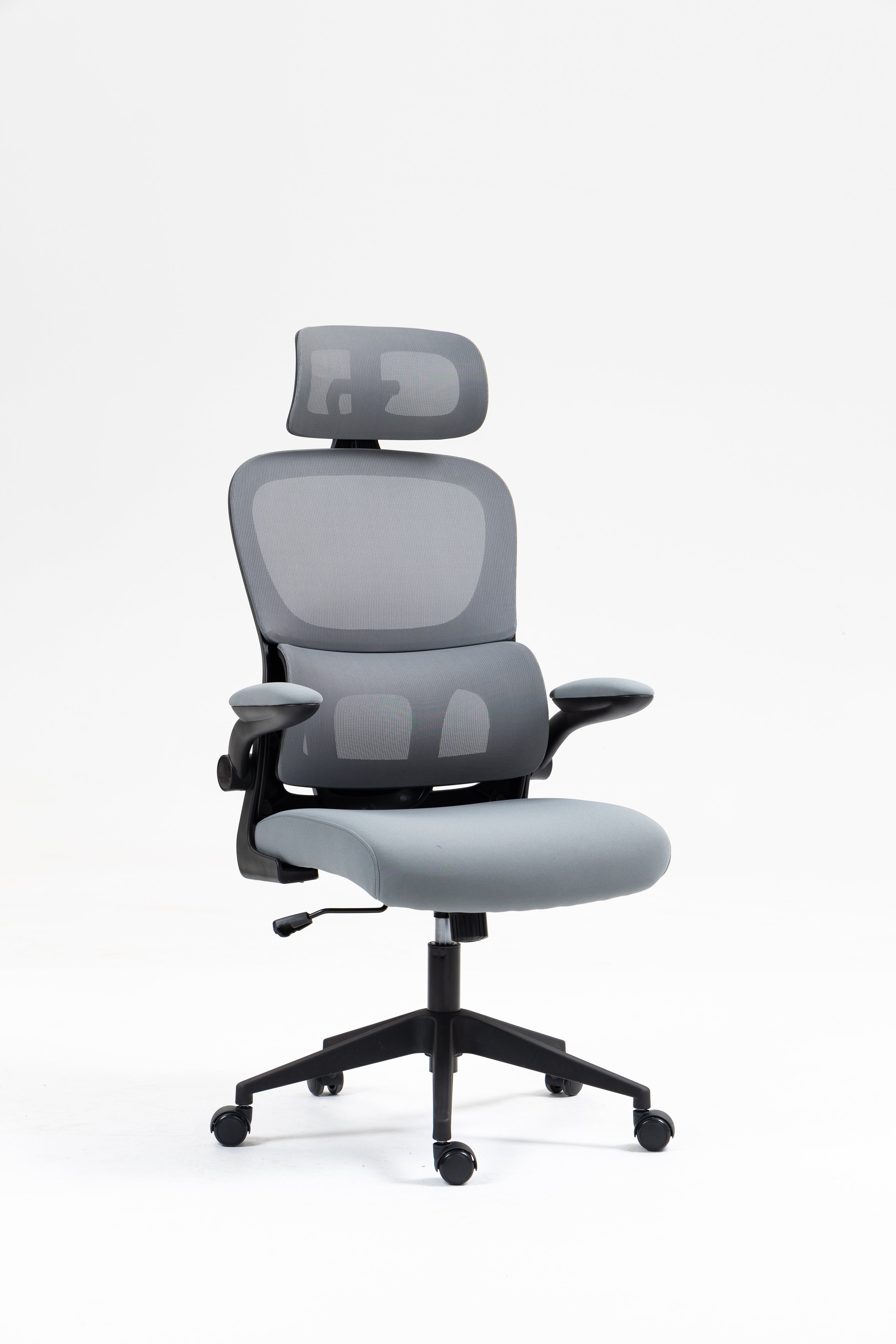 Silla de malla Sit, con respaldo alto y reposacabezas ajustable, respaldo de nylon color negro y gris SIT-M380BK / SIT-M380GY