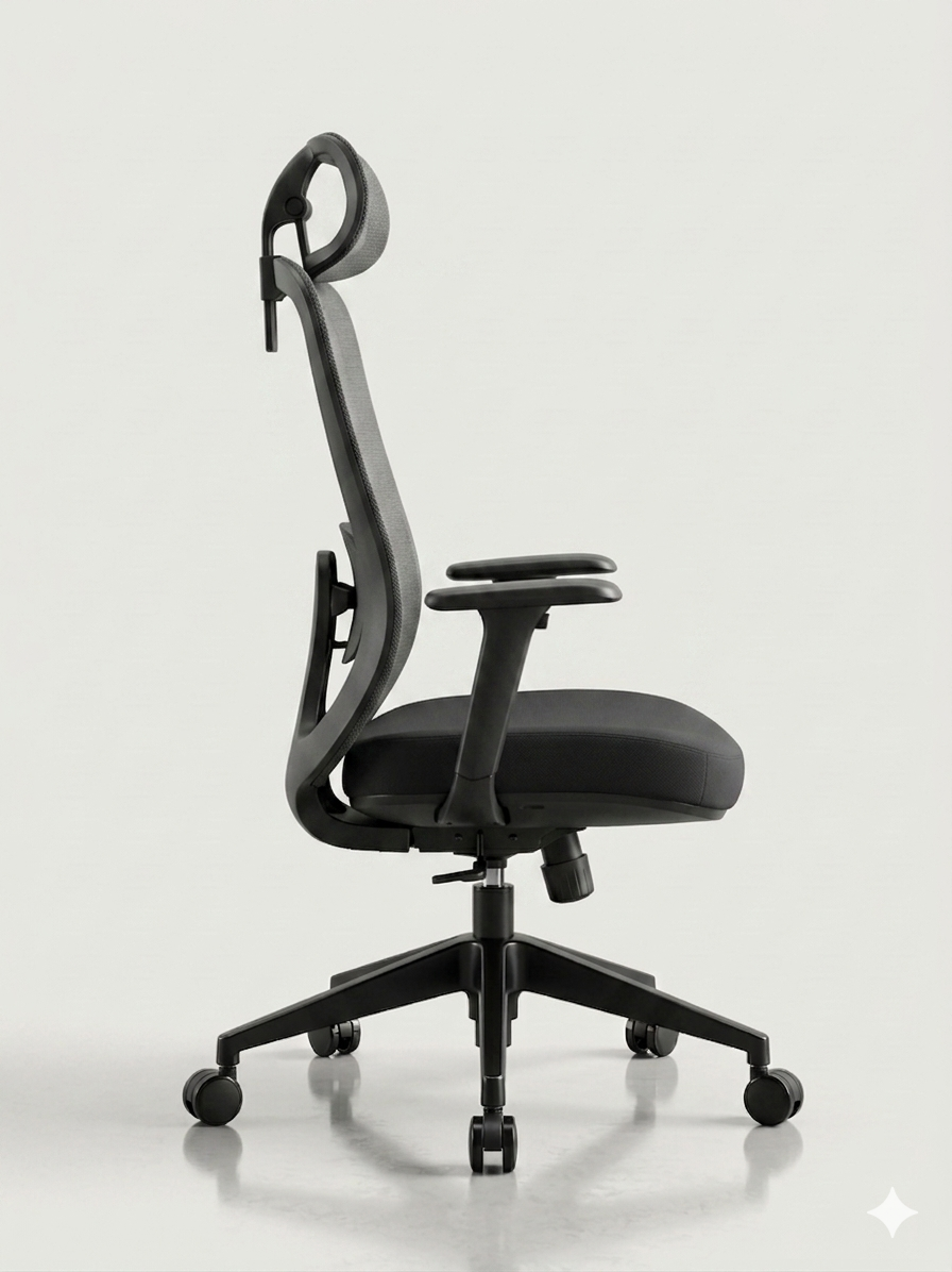 Silla SIT ejecutiva 300 lb con respaldo alto negro, superficie de Nylon ajustable | SIT-M880