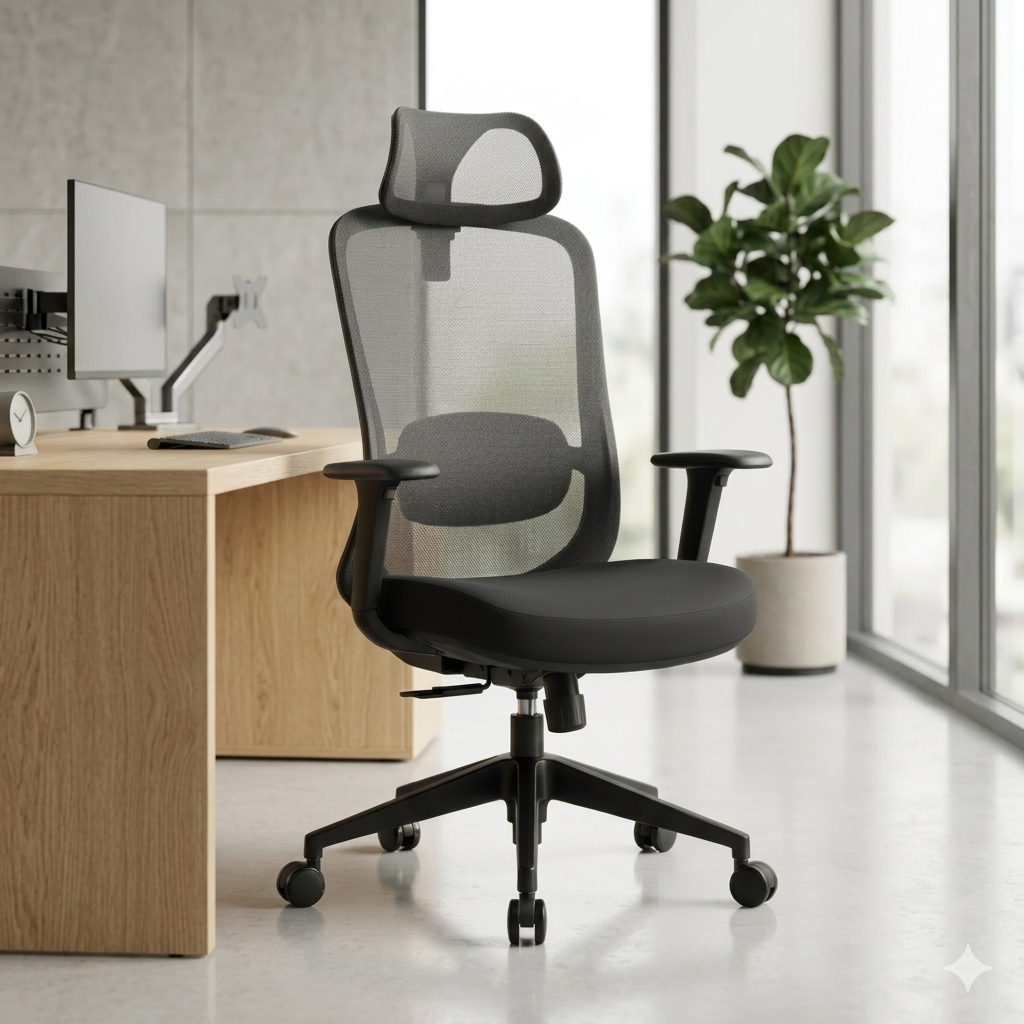 Silla SIT ejecutiva 300 lb con respaldo alto negro, superficie de Nylon ajustable | SIT-M880
