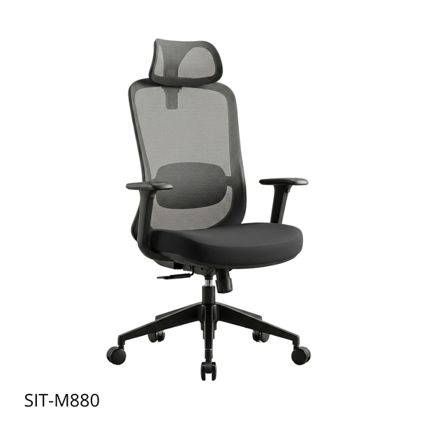 Silla SIT ejecutiva 300 lb con respaldo alto negro, superficie de Nylon ajustable | SIT-M880