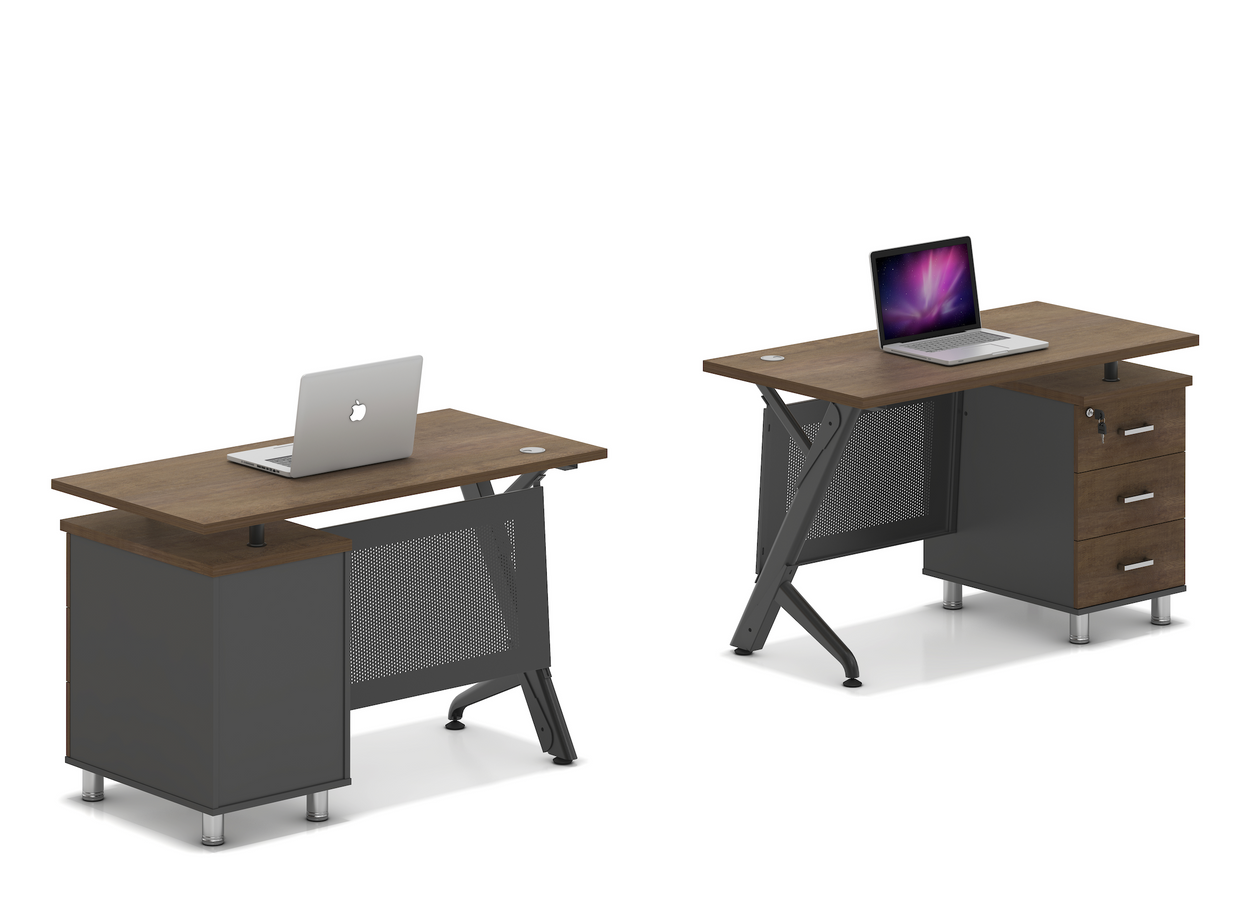 Escritorio de Oficina SIT con base Metálica de 3 cajones, tapa de Madera y base Metálica. SIT-D400