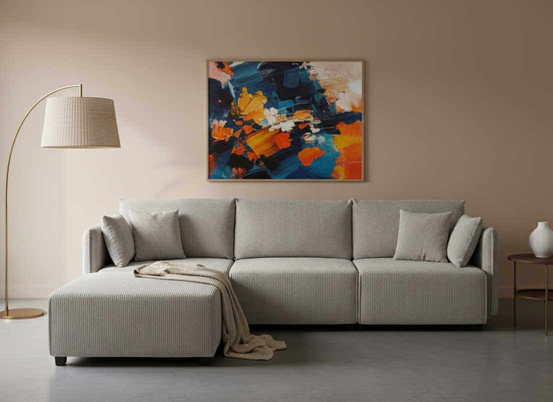 Sofá SIT Evana foam de alta densidad, colores beige, azul claro, gris claro / medidas 269 x 161 x 88 cm  / SIT-EVANA