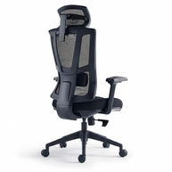 Silla ejecutiva respaldo alto, acabado en tela y malla negra, reposacabezas 2D, apoyabrazos | IOFF-M710