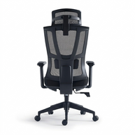 Silla ejecutiva respaldo alto, acabado en tela y malla negra, reposacabezas 2D, apoyabrazos | IOFF-M710