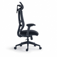 Silla ejecutiva respaldo alto, acabado en tela y malla negra, reposacabezas 2D, apoyabrazos | IOFF-M710