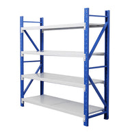 Estante iOffice de Almacenamiento, Acero, Color Blanco + Azul, 300 kg por Soporte, 200x200x60cm. IOFF-R4
