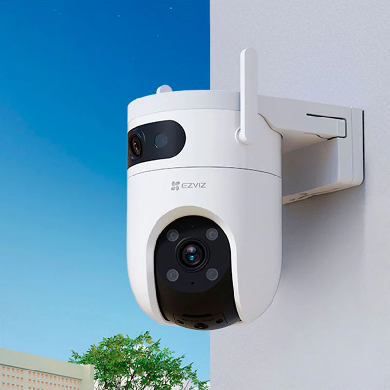 Cámara EZVIZ Wifi, H9C-5MP+5MP, IP66, doble lente, color 24/7, audio birideccional, 360° panorámica PPT.