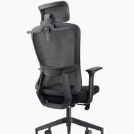 Silla ejecutiva respaldo alto, malla negra, reposacabezas ajustable, apoyabrazos fijos y base nylon | IOFF-M709