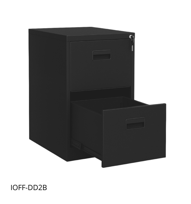 Archivero Vertical iOffice, 2 Cajones, Acero, Color gris claro, Cerradura con 2 llaves. IOFF-DD2