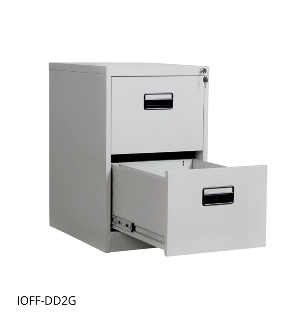 Archivero Vertical iOffice, 2 Cajones, Acero, Color gris claro, Cerradura con 2 llaves. IOFF-DD2