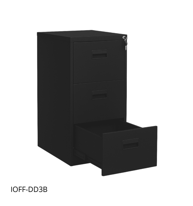 Archivero Vertical iOffice, 3 Cajones, Acero, Color gris claro, Cerradura con 2 llaves. IOFF-DD3