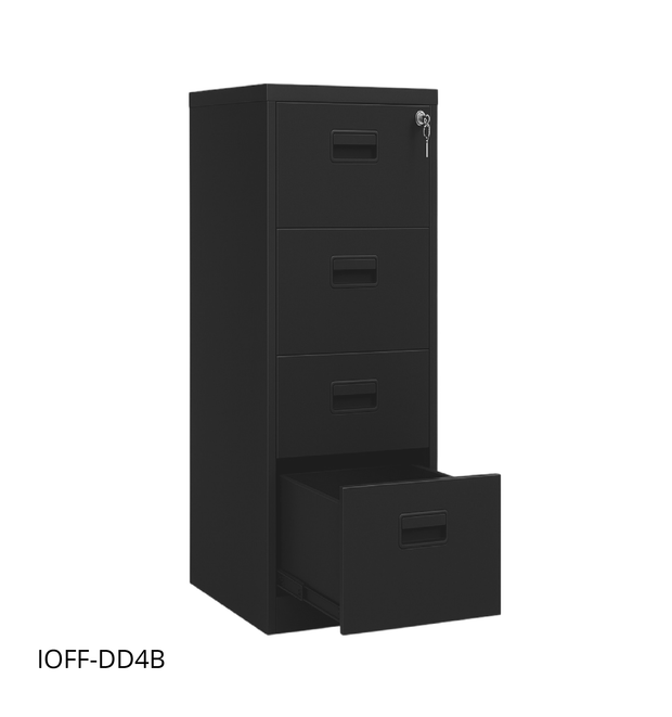 Archivero Vertical iOffice, 4 Cajones, Acero, Color gris claro, Cerradura con 2 llaves. IOFF-DD4