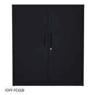Armario Archivador iOffice de 2 Puertas de Acero, 2 estantes ajustable, Color Gris Claro y Color Negro , 90x90x40cm.
