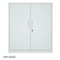 Armario Archivador iOffice de 2 Puertas de Acero, 2 estantes ajustable, Color Gris Claro y Color Negro , 90x90x40cm.