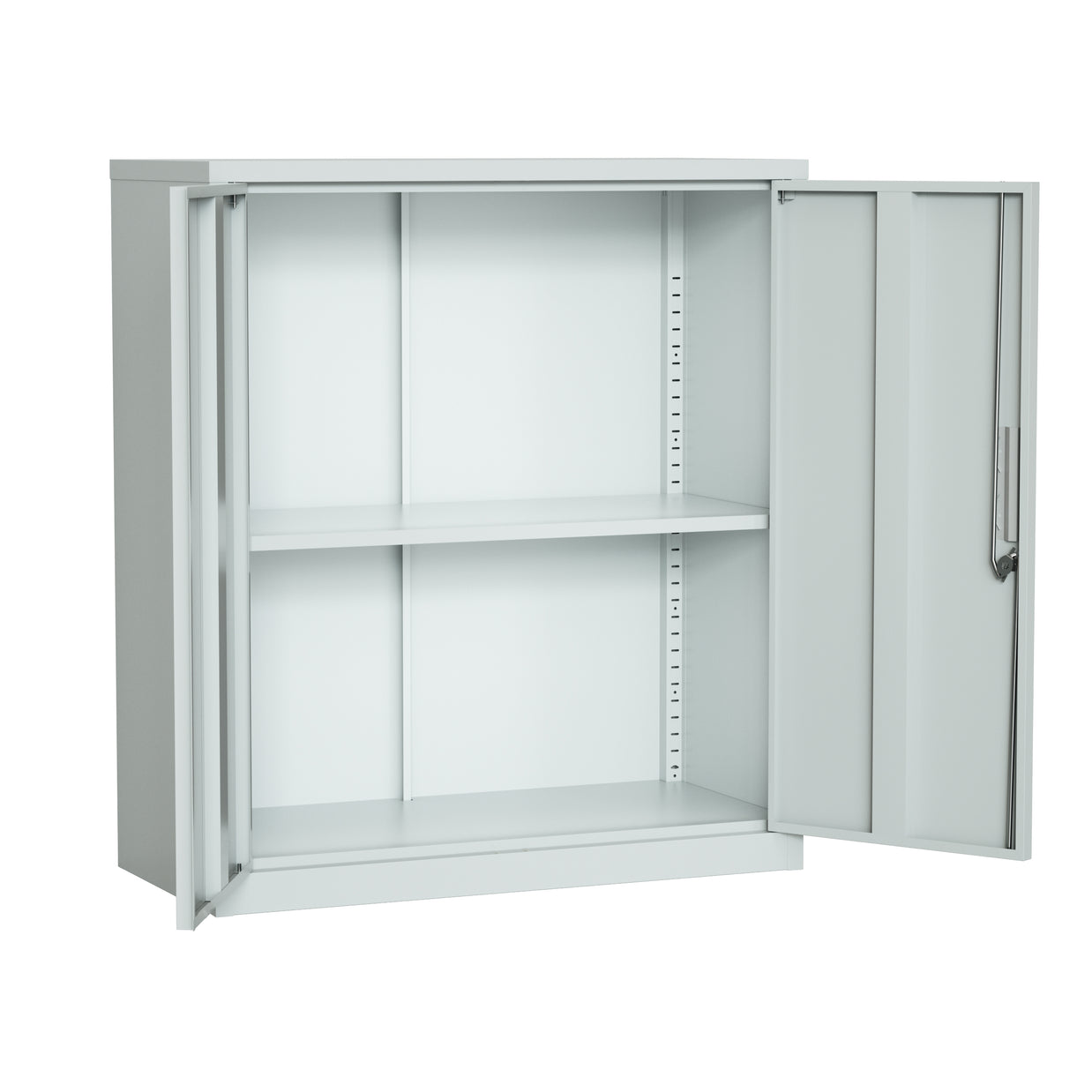 Armario Archivador iOffice de 2 Puertas de Acero, 2 estantes ajustable, Color Gris Claro y Color Negro , 90x90x40cm.