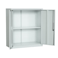 Armario Archivador iOffice de 2 Puertas de Acero, 2 estantes ajustable, Color Gris Claro y Color Negro , 90x90x40cm.