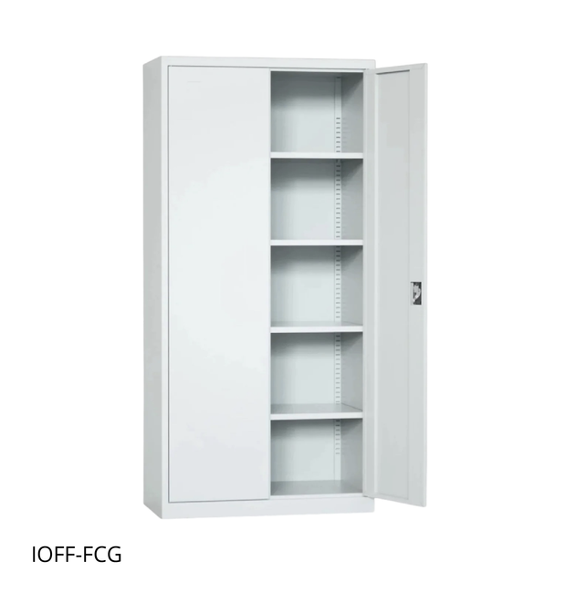 Armario Archivador de 2 puertas iOffice, Acero, Color gris claro, 4 Estantes Ajustables. IOFF-FC