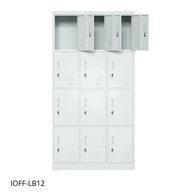 Casillero Metálico (Locker) iOffice, 12 Puertas, Acero, Color gris Claro, Ventilación + Porta tarjeta. IOFF-LB12