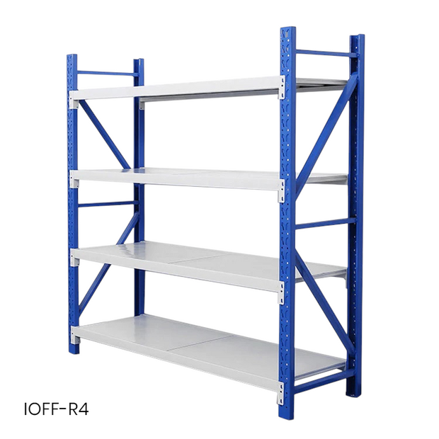 Estante iOffice de Almacenamiento, Acero, Color Blanco + Azul, 300 kg por Soporte, 200x200x60cm. IOFF-R4