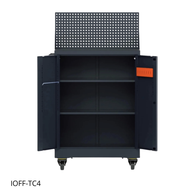 Carro de herramientas iOffice, Acero, 2 Estantes ajustables + Tablero perforado, Ruedas pesadas, Color Negro. IOFF-TC4