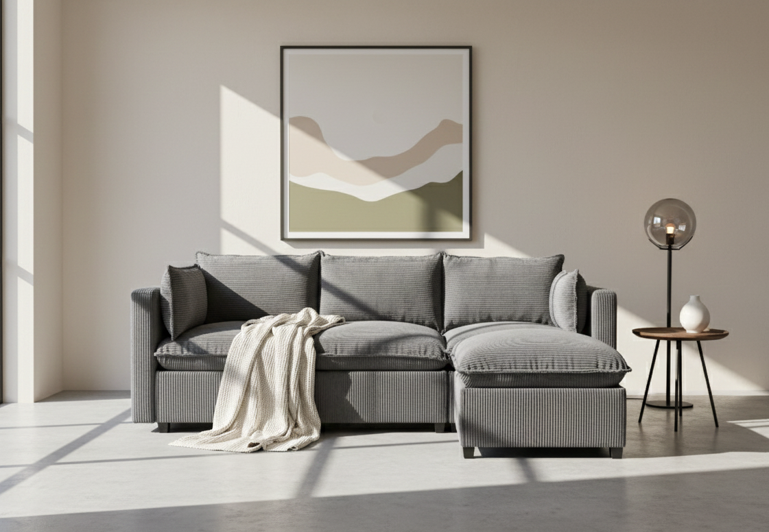 Sofá SIT Louren foam de alta densidad color beige, negro, gris / medida 212 x 155 x 68/84 cm / SIT-LOUREN