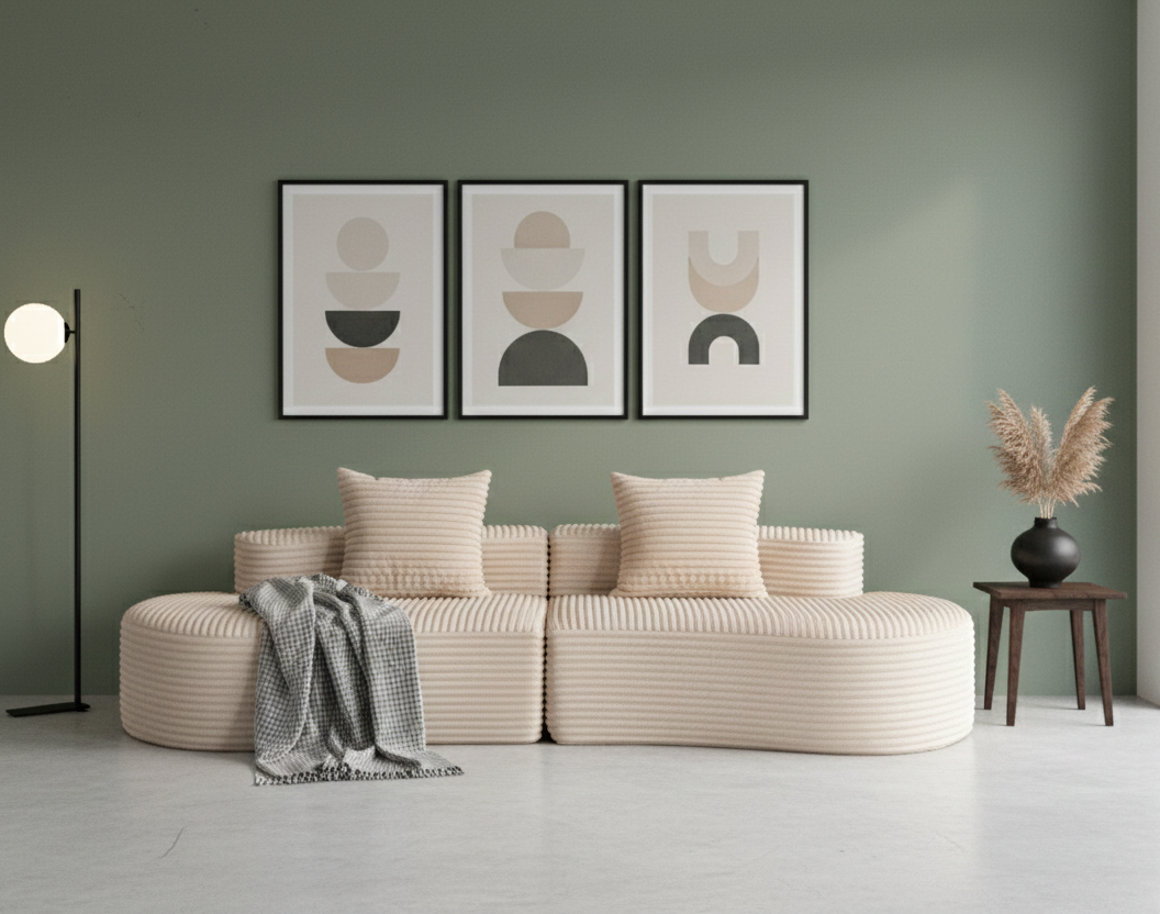 Sofá SIT Ondara foam de alta densidad color beige, gris oscuro, gris claro, verde / medida 265 x 115 x 62.5 cm / SIT-ONDARA