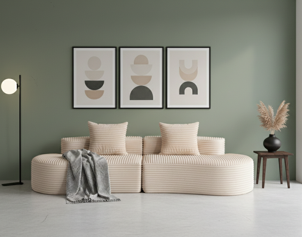 Sofá SIT Ondara foam de alta densidad color beige, gris oscuro, gris claro, verde / medida 265 x 115 x 62.5 cm / SIT-ONDARA