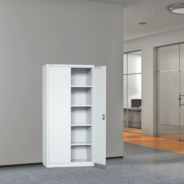Armario Archivador de 2 puertas iOffice, Acero, Color gris claro, 4 Estantes Ajustables. IOFF-FC