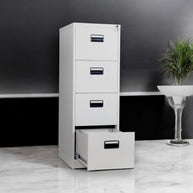 Archivero Vertical iOffice, 4 Cajones, Acero, Color gris claro, Cerradura con 2 llaves. IOFF-DD4