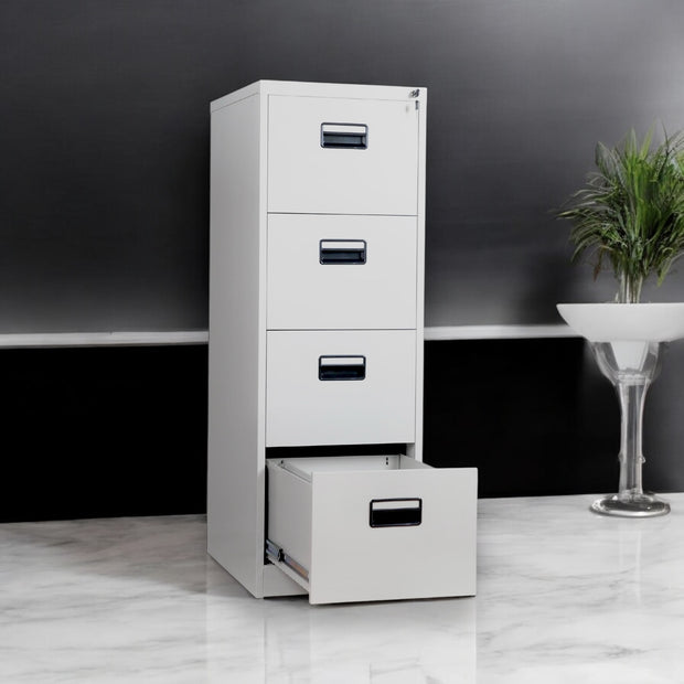 Archivero Vertical iOffice, 4 Cajones, Acero, Color gris claro, Cerradura con 2 llaves. IOFF-DD4