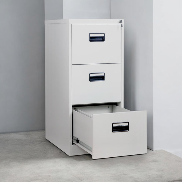 Archivero Vertical iOffice, 3 Cajones, Acero, Color gris claro, Cerradura con 2 llaves. IOFF-DD3