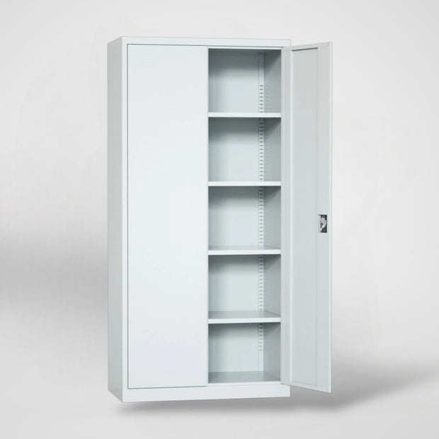 Armario Archivador de 2 puertas iOffice, Acero, Color gris claro, 4 Estantes Ajustables.
