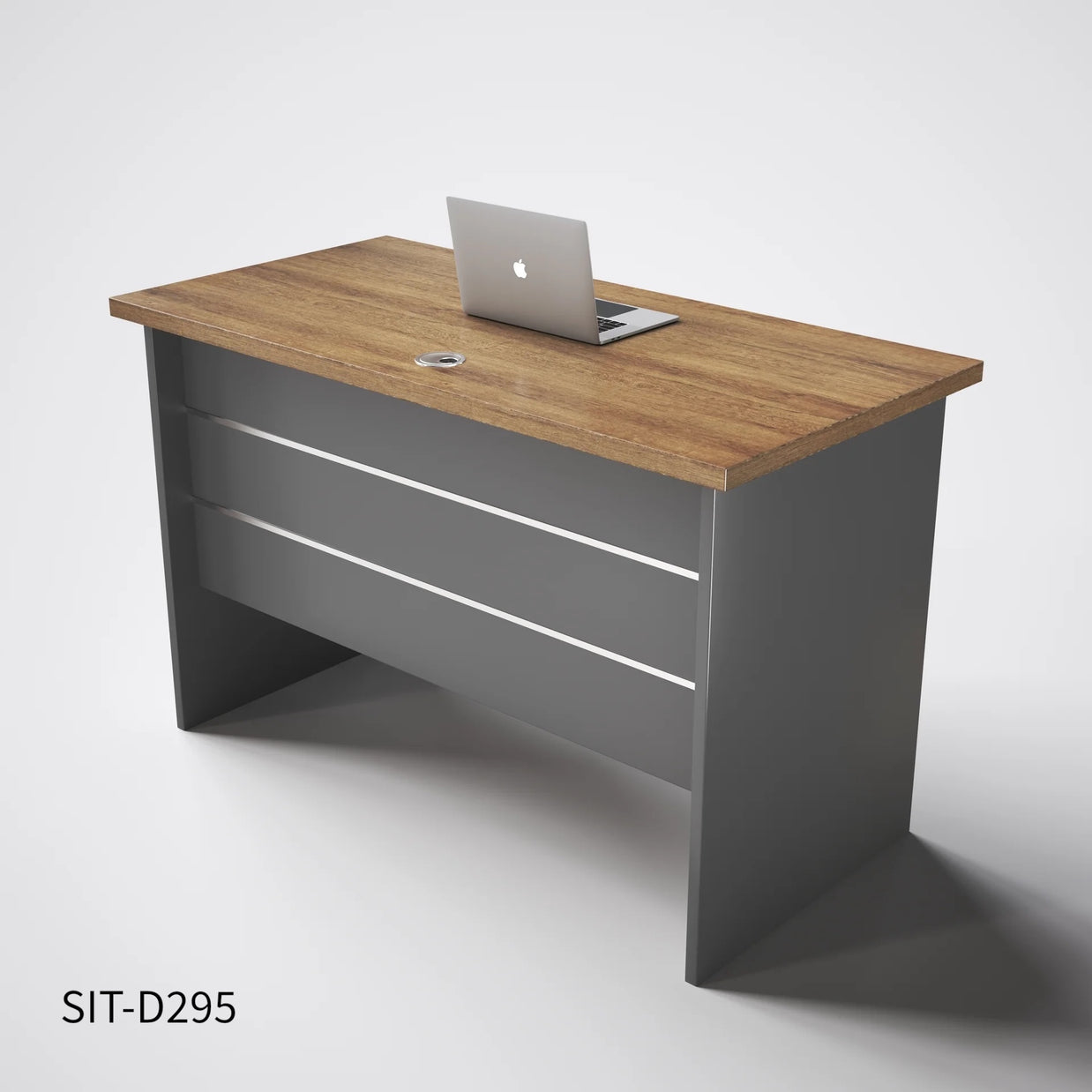 Escritorio de Oficina SIT con 3 Cajones con Cerradura. Panel Gris Oscuro y Café. SIT-D295