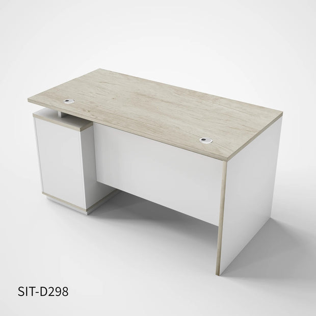 Escritorio de Oficina SIT, Base de Metal, 3 Cajones, Gestión de Cables, Color Beige + Blanco. SIT-D298