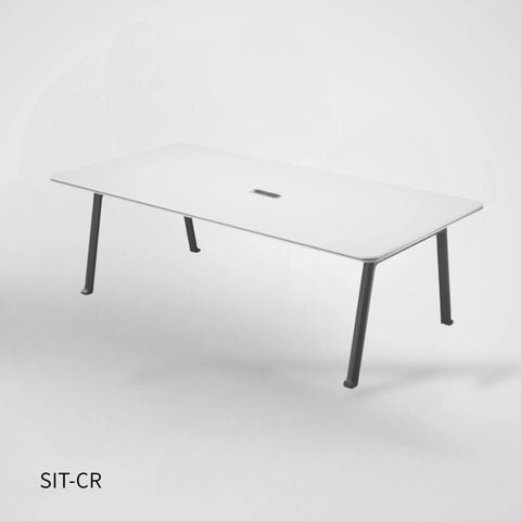 Mesa de Conferencia SIT, Rectangular, Base de acero. Color Gris y Blanco. 2000W*1000D*750H. SIT-CR