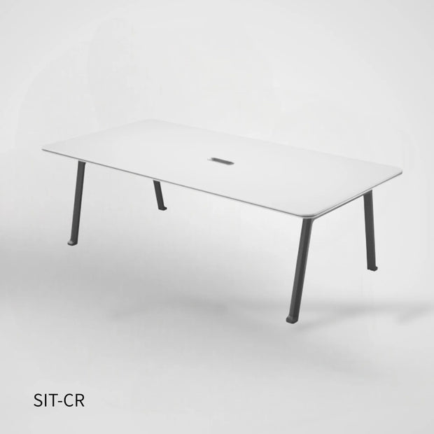 Mesa de Conferencia SIT, Rectangular, Base de acero. Color Gris y Blanco. 2000W*1000D*750H.