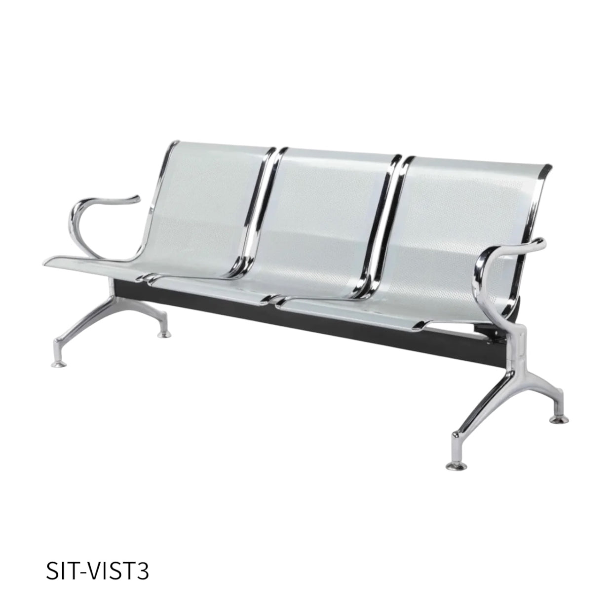 Silla SIT de 3 Asientos para sala de Espera. Cromada con Brazo. SIT-VIST3